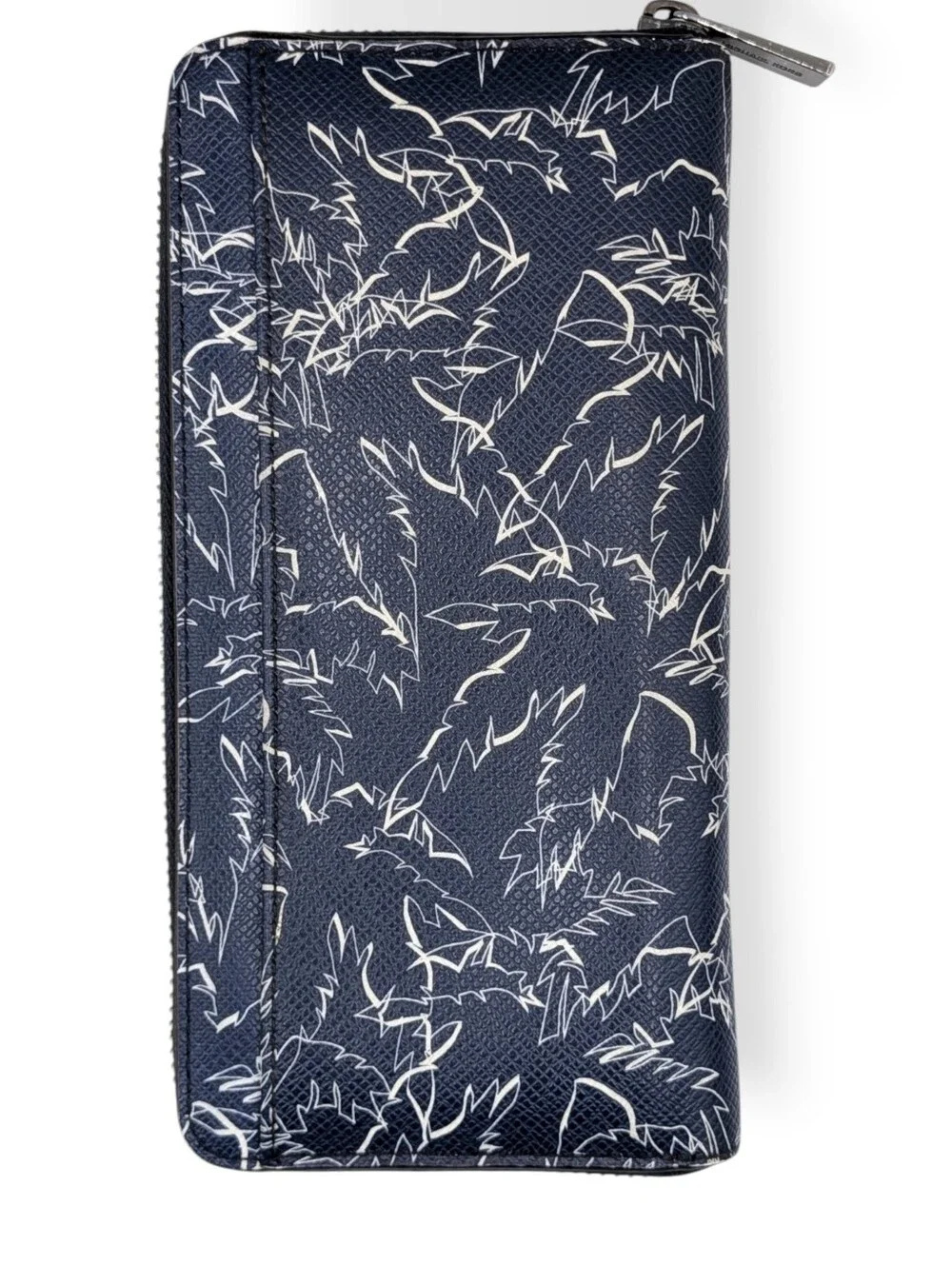 Michael Kors Wallet Mens Grant Tech Zip Around Navy Blue White Palm Tree design